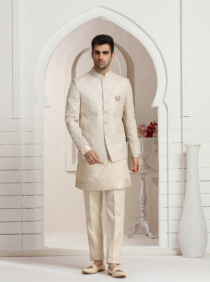 Beige Embroidered Jodhpuri Suit | TULA