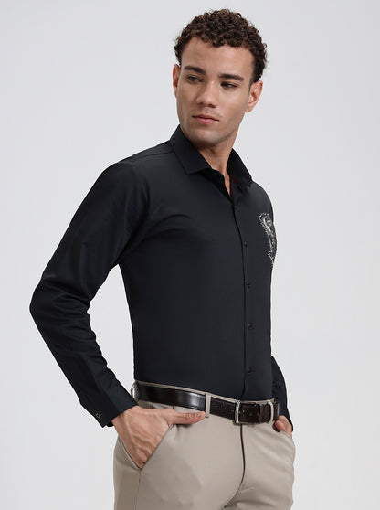 Green Printed Slim Fit Party Wear Shirt | Wyre