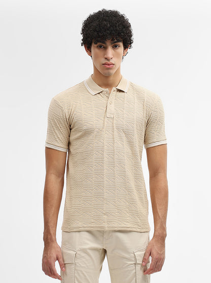 Fawn Jacquard Slim Fit Polo T-Shirt | Greenfibre