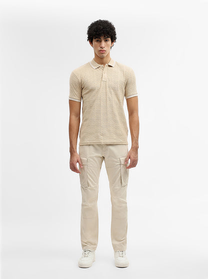 Fawn Jacquard Slim Fit Polo T-Shirt | Greenfibre
