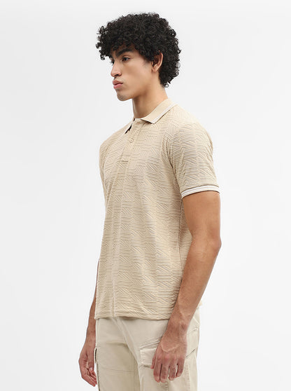Fawn Jacquard Slim Fit Polo T-Shirt | Greenfibre