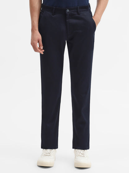 Navy Blue Solid Super Slim Fit Casual Trouser | Greenfibre