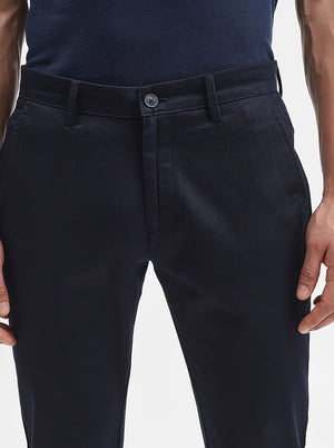Navy Blue Solid Super Slim Fit Casual Trouser | Greenfibre