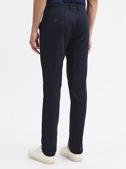 Navy Blue Solid Super Slim Fit Casual Trouser | Greenfibre