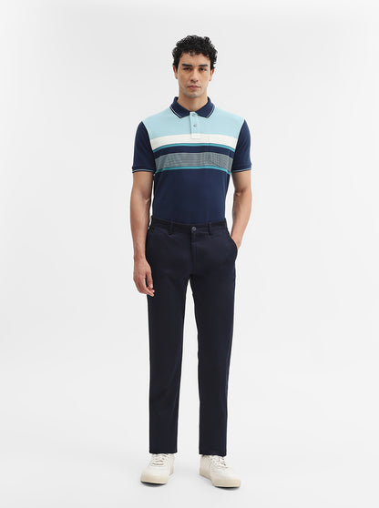 Navy Blue Solid Super Slim Fit Casual Trouser | Greenfibre