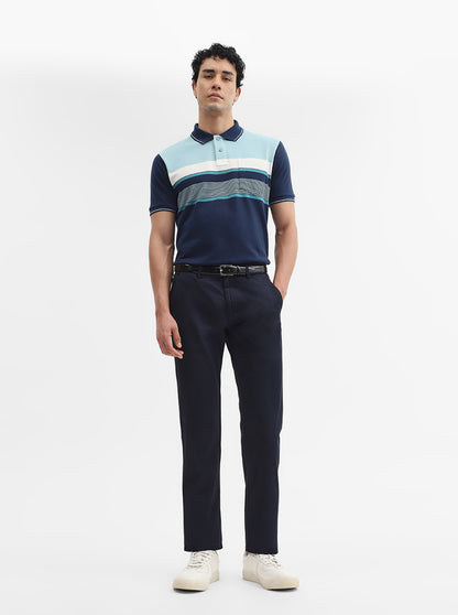 Navy Blue Solid Super Slim Fit Casual Trouser | Greenfibre