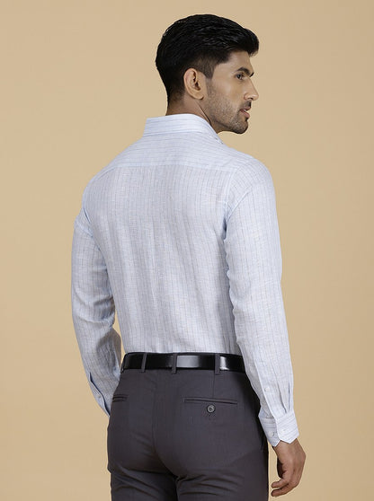 Light Blue Striped Regular Fit Formal Shirt | JadeBlue