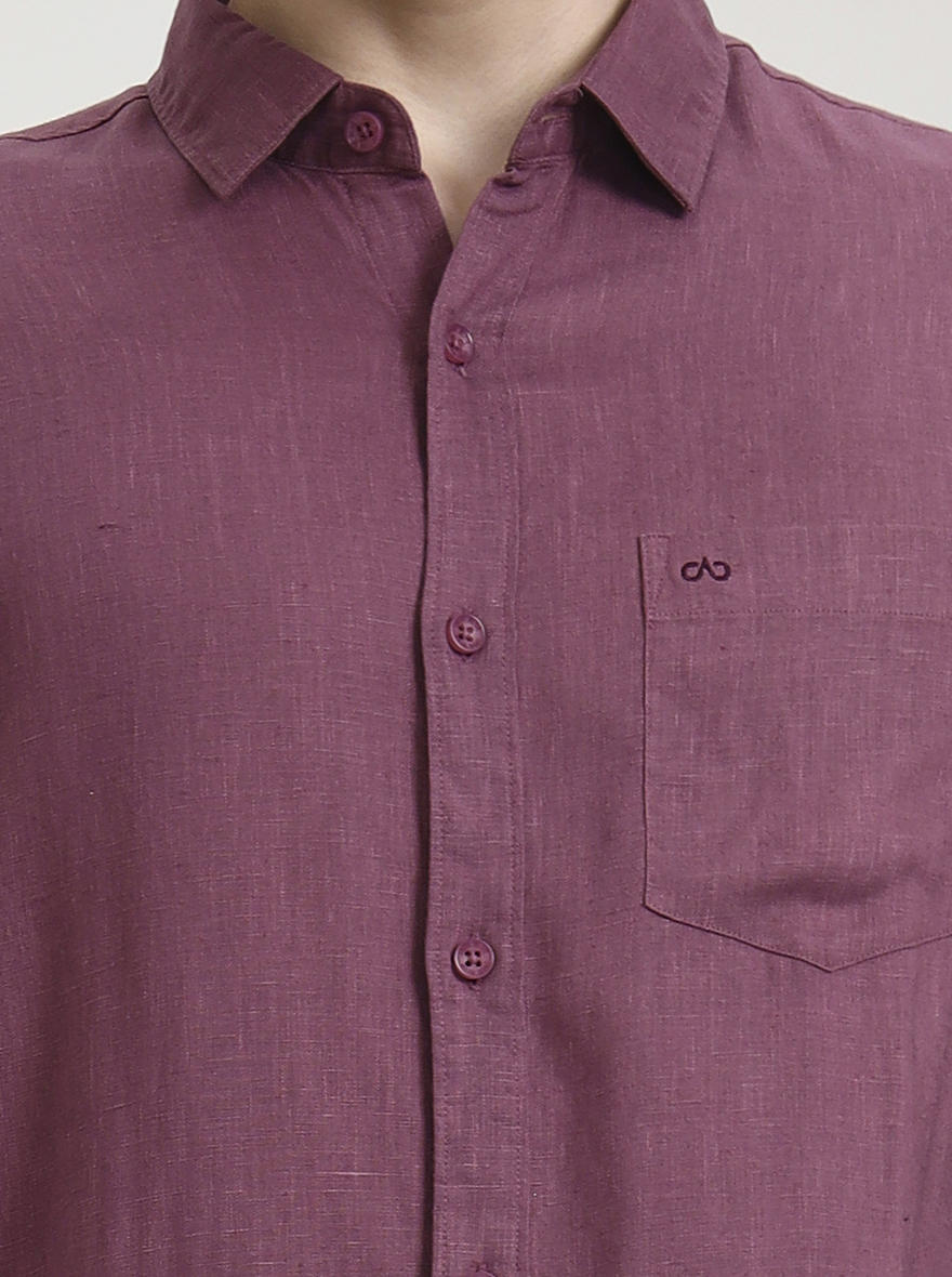 Rust Pink Solid Slim Fit Casual Shirt | JadeBlue