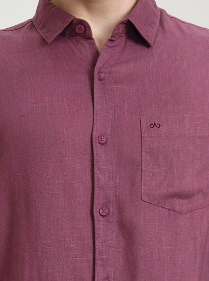 Rust Pink Solid Slim Fit Casual Shirt | JadeBlue