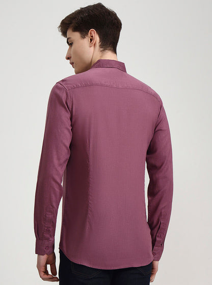 Rust Pink Solid Slim Fit Casual Shirt | JadeBlue