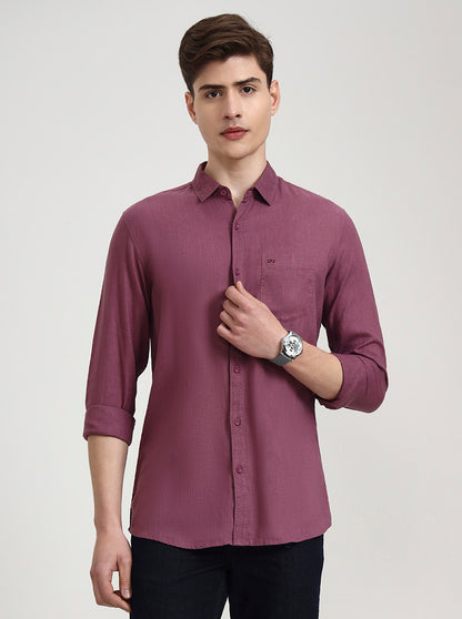 Rust Pink Solid Slim Fit Casual Shirt | JadeBlue
