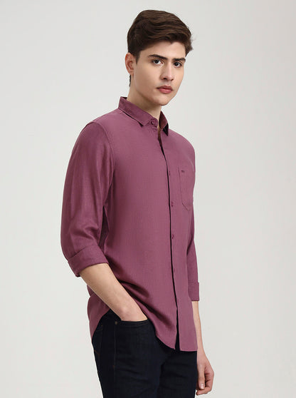 Rust Pink Solid Slim Fit Casual Shirt | JadeBlue