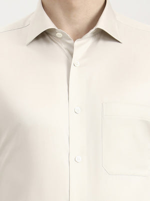 Cream Solid Slim Fit Formal Shirt | JadeBlue Super Luxe