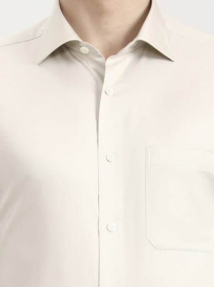 Cream Solid Slim Fit Formal Shirt | JadeBlue Super Luxe