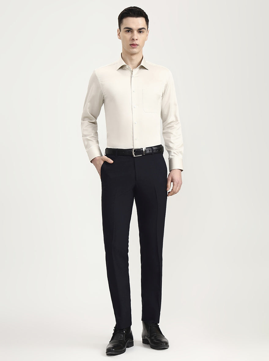 Cream Solid Slim Fit Formal Shirt | JadeBlue Super Luxe