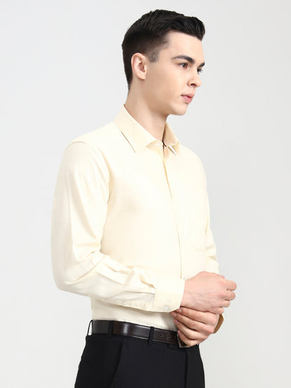 Yellow Solid Regular Fit Formal Shirt | JadeBlue