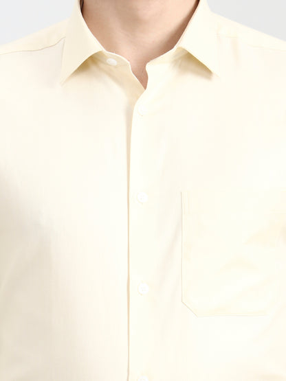 Yellow Solid Regular Fit Formal Shirt | JadeBlue