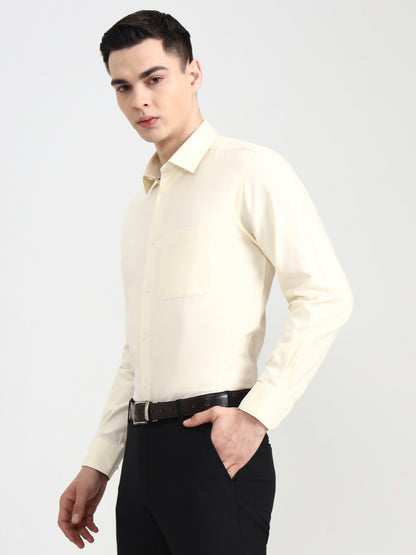 Yellow Solid Regular Fit Formal Shirt | JadeBlue