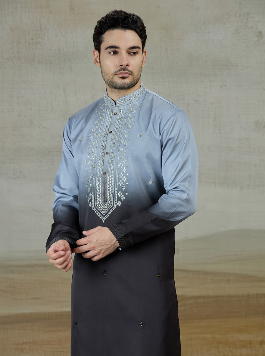 Grey Embroidered Kurta Pajama | TULA