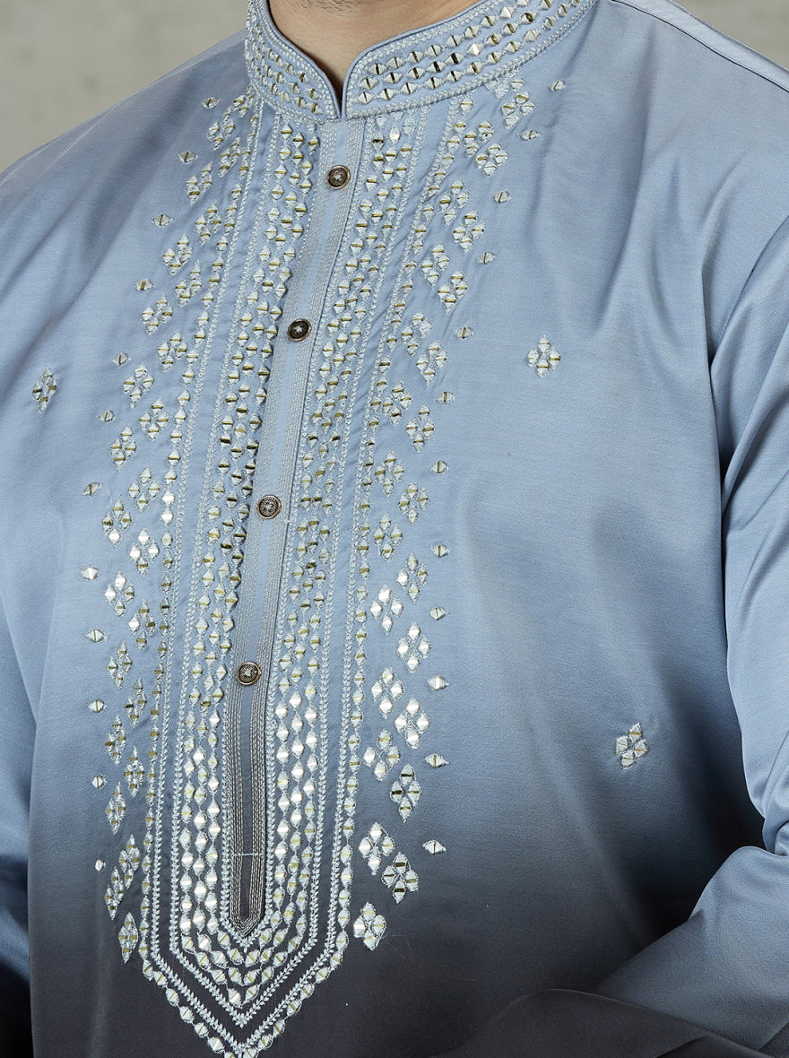 Grey Embroidered Kurta Pajama | TULA