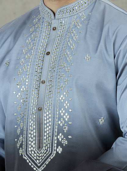 Grey Embroidered Kurta Pajama | TULA