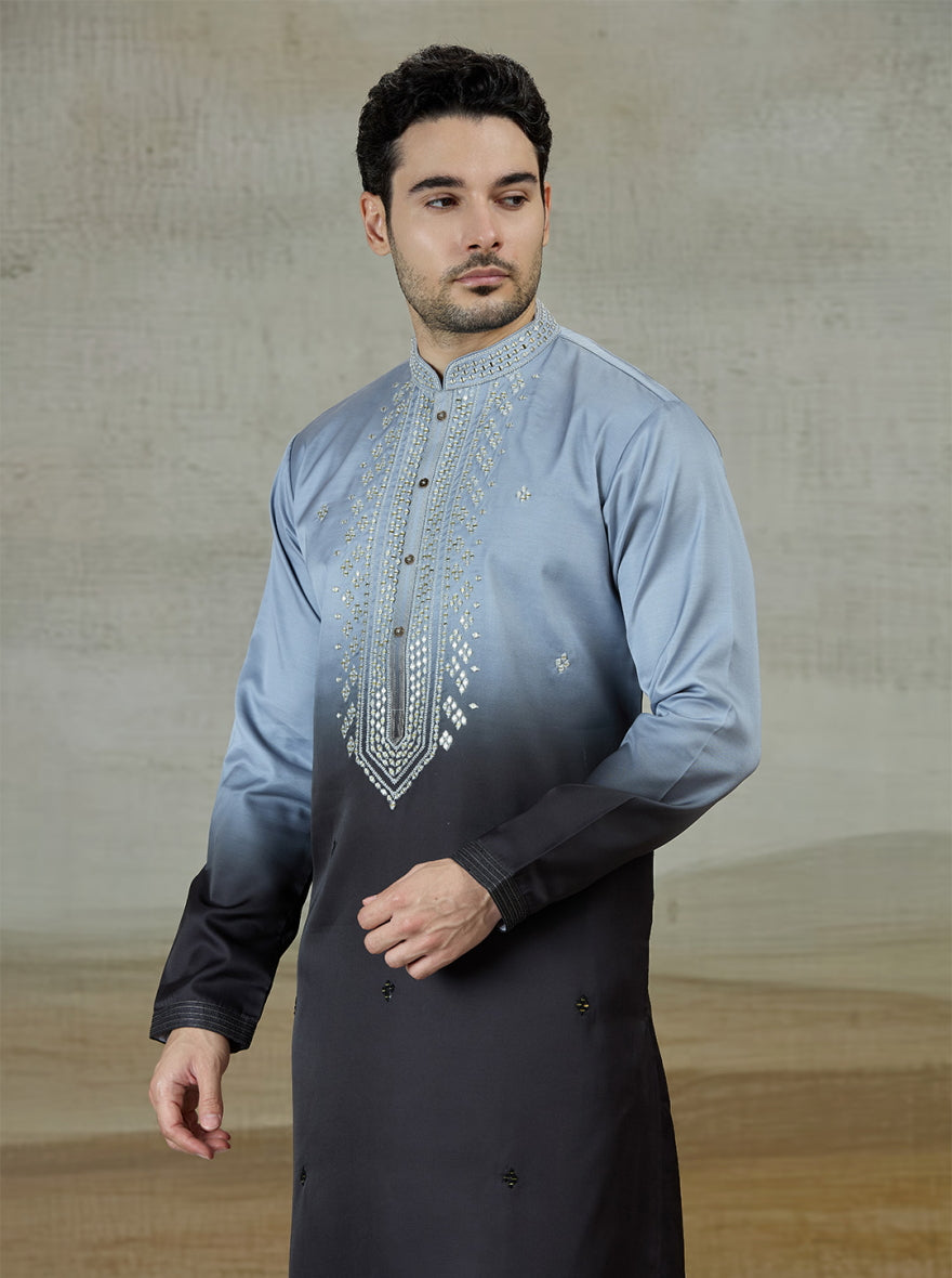 Grey Embroidered Kurta Pajama | TULA