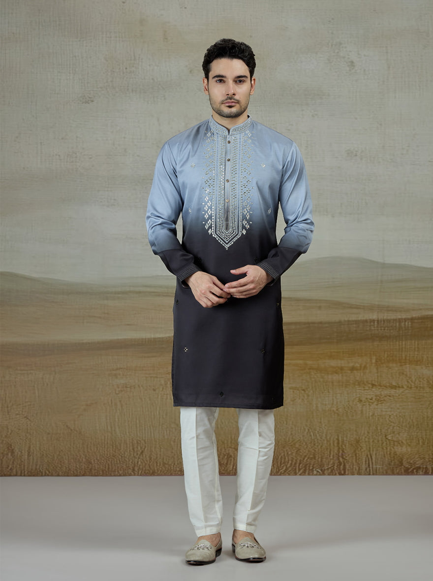 Grey Embroidered Kurta Pajama | TULA