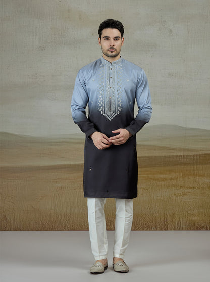 Grey Embroidered Kurta Pajama | TULA