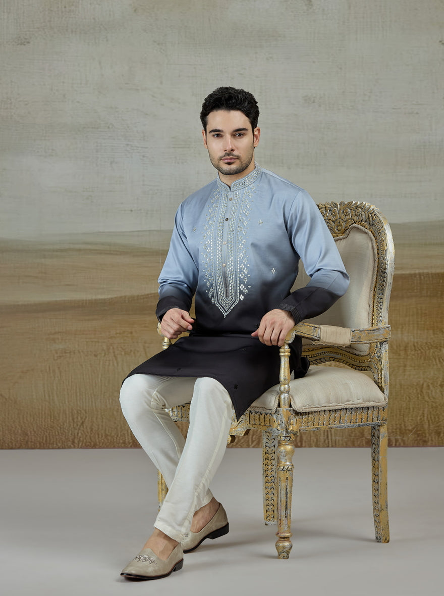 Grey Embroidered Kurta Pajama | TULA