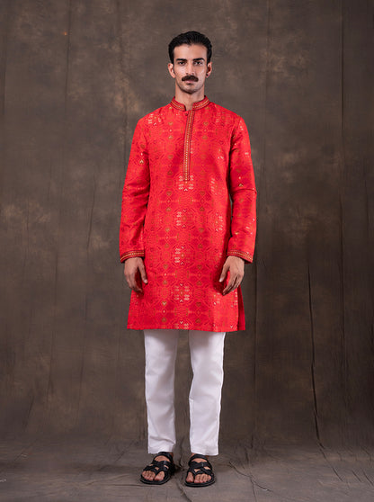 Red Embroidered  Kurta Pajama | Virasana