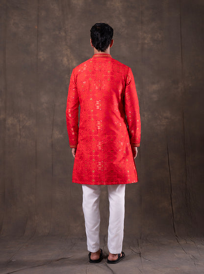 Red Embroidered  Kurta Pajama | Virasana