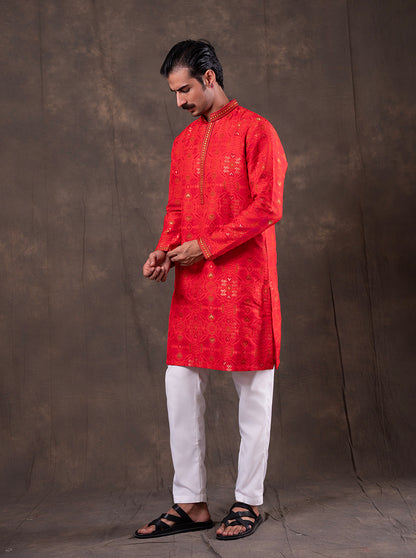 Red Embroidered  Kurta Pajama | Virasana