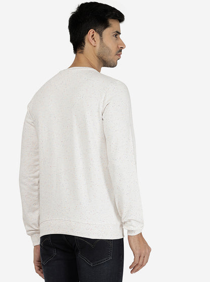 Ecru Melange Solid Regular Fit Winter T-Shirt | JadeBlue