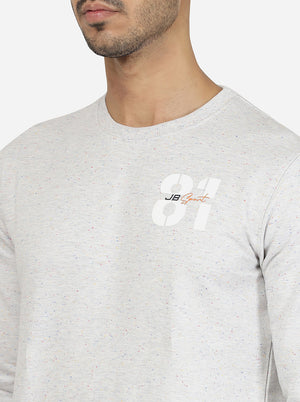 Grey Solid Regular Fit Winter T-Shirt | JadeBlue