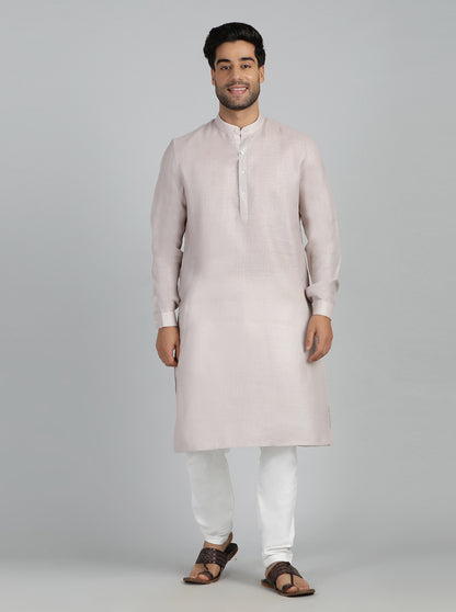 Beige Solid Regular Fit Modi Kurta | JadeBlue