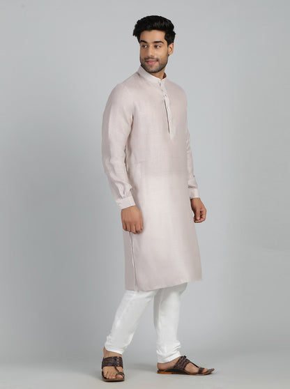 Beige Solid Regular Fit Modi Kurta | JadeBlue
