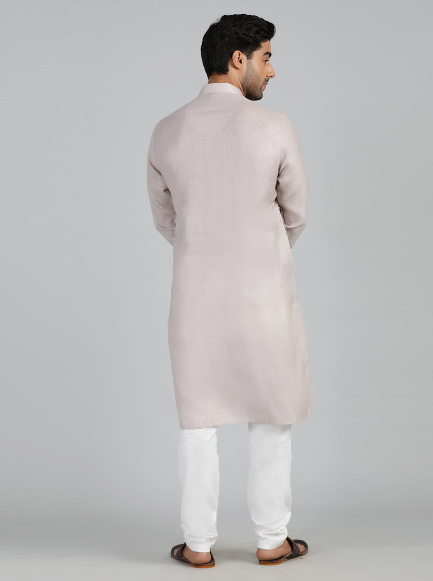Beige Solid Regular Fit Modi Kurta | JadeBlue