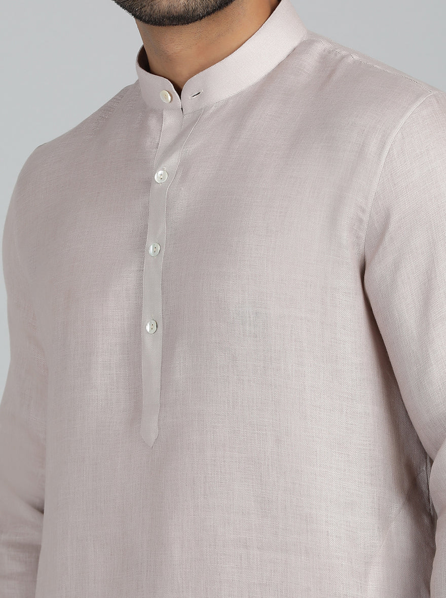 Beige Solid Regular Fit Modi Kurta | JadeBlue