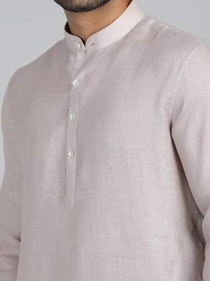 Beige Solid Regular Fit Modi Kurta | JadeBlue