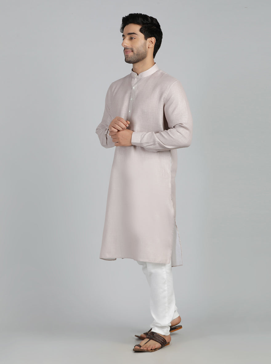 Beige Solid Regular Fit Modi Kurta | JadeBlue