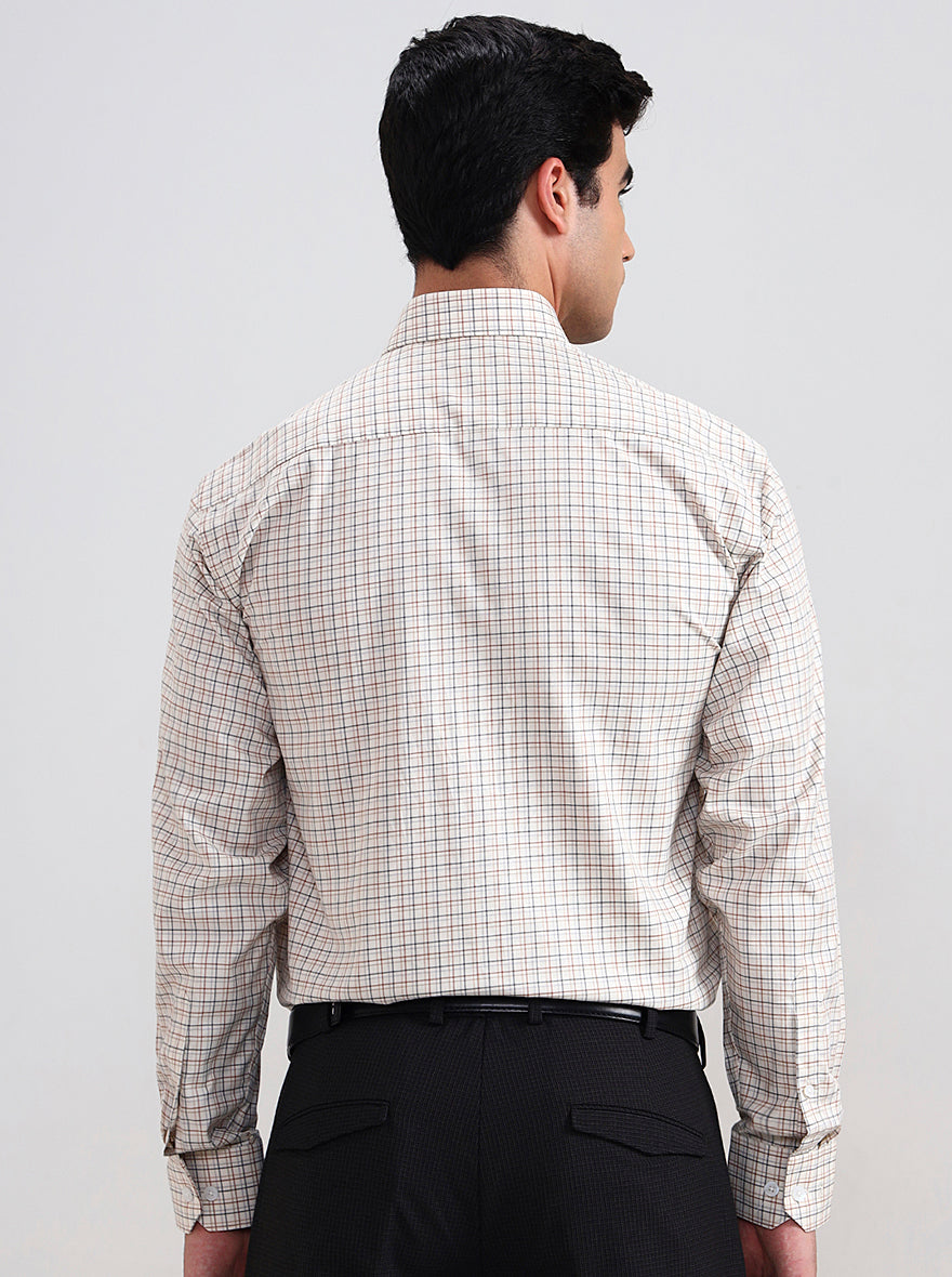 Brown & Blue Checked Regular Fit Formal Shirt | JadeBlue
