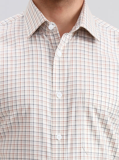 Brown & Blue Checked Regular Fit Formal Shirt | JadeBlue