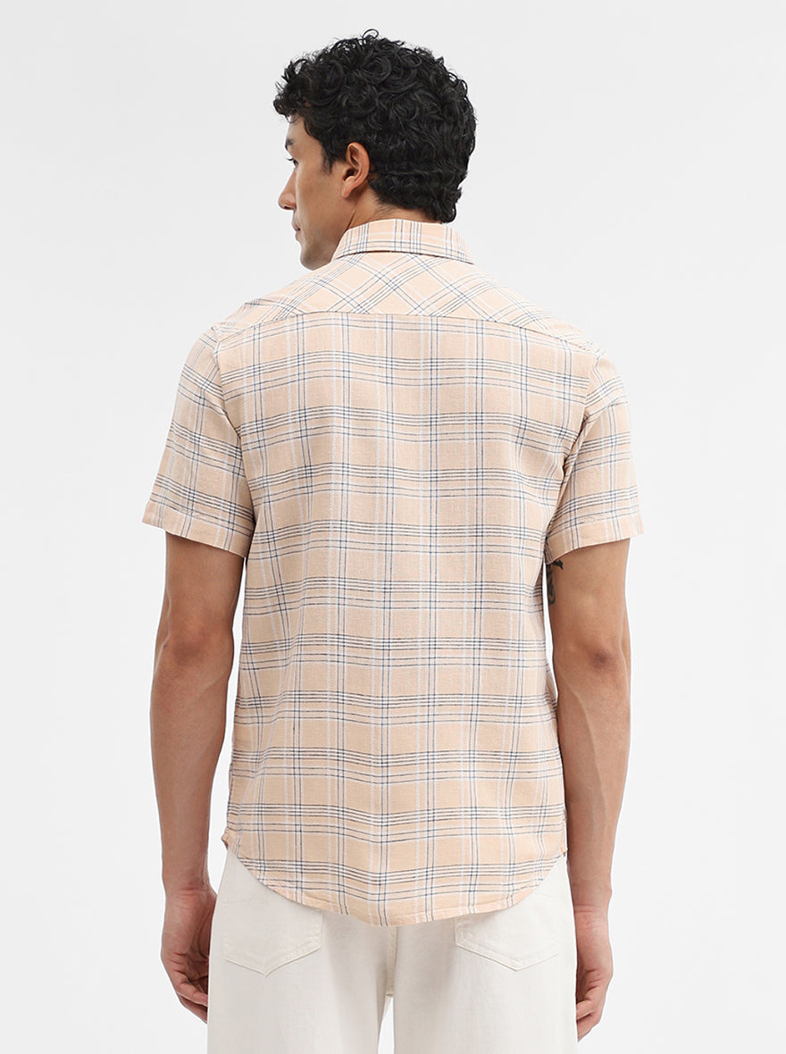 Pink Checked Slim Fit Casual Shirt | JadeBlue