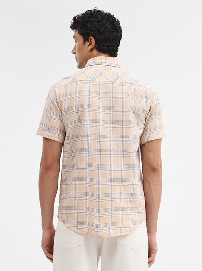 Pink Checked Slim Fit Casual Shirt | JadeBlue