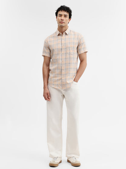Pink Checked Slim Fit Casual Shirt | JadeBlue