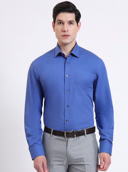 Royal Blue Solid Regular Fit Formal Shirt | JadeBlue