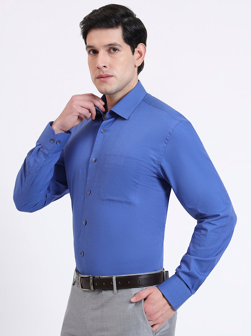 Royal Blue Solid Regular Fit Formal Shirt | JadeBlue