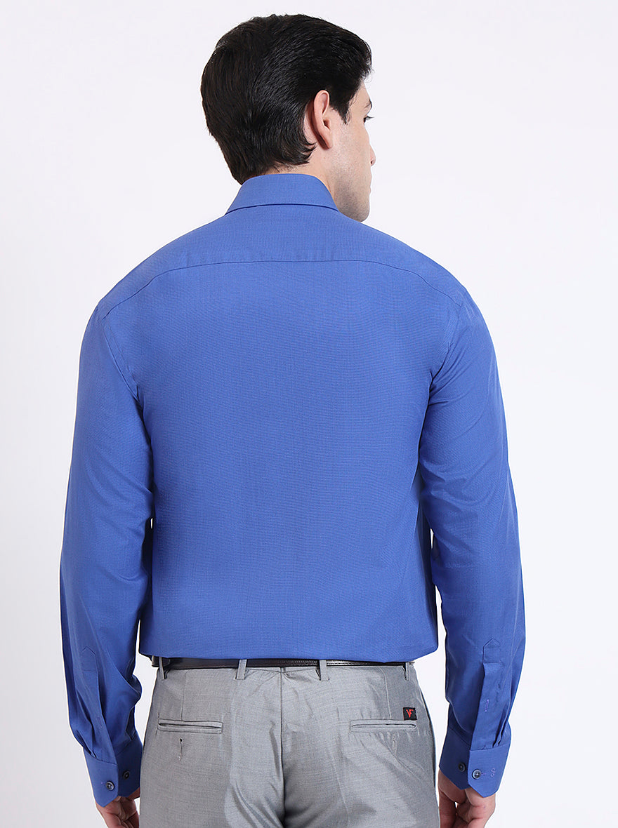 Royal Blue Solid Regular Fit Formal Shirt | JadeBlue