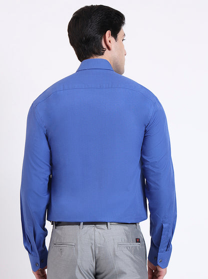 Royal Blue Solid Regular Fit Formal Shirt | JadeBlue