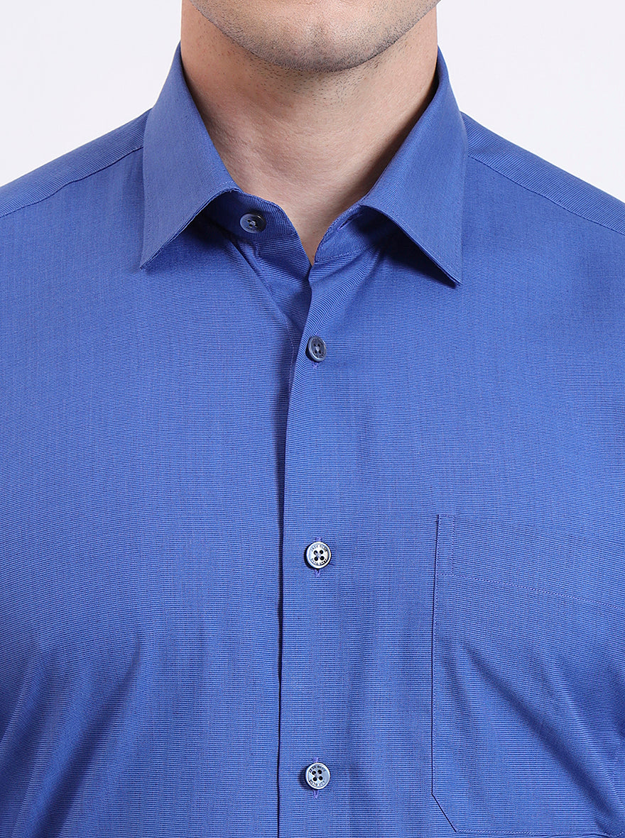Royal Blue Solid Regular Fit Formal Shirt | JadeBlue